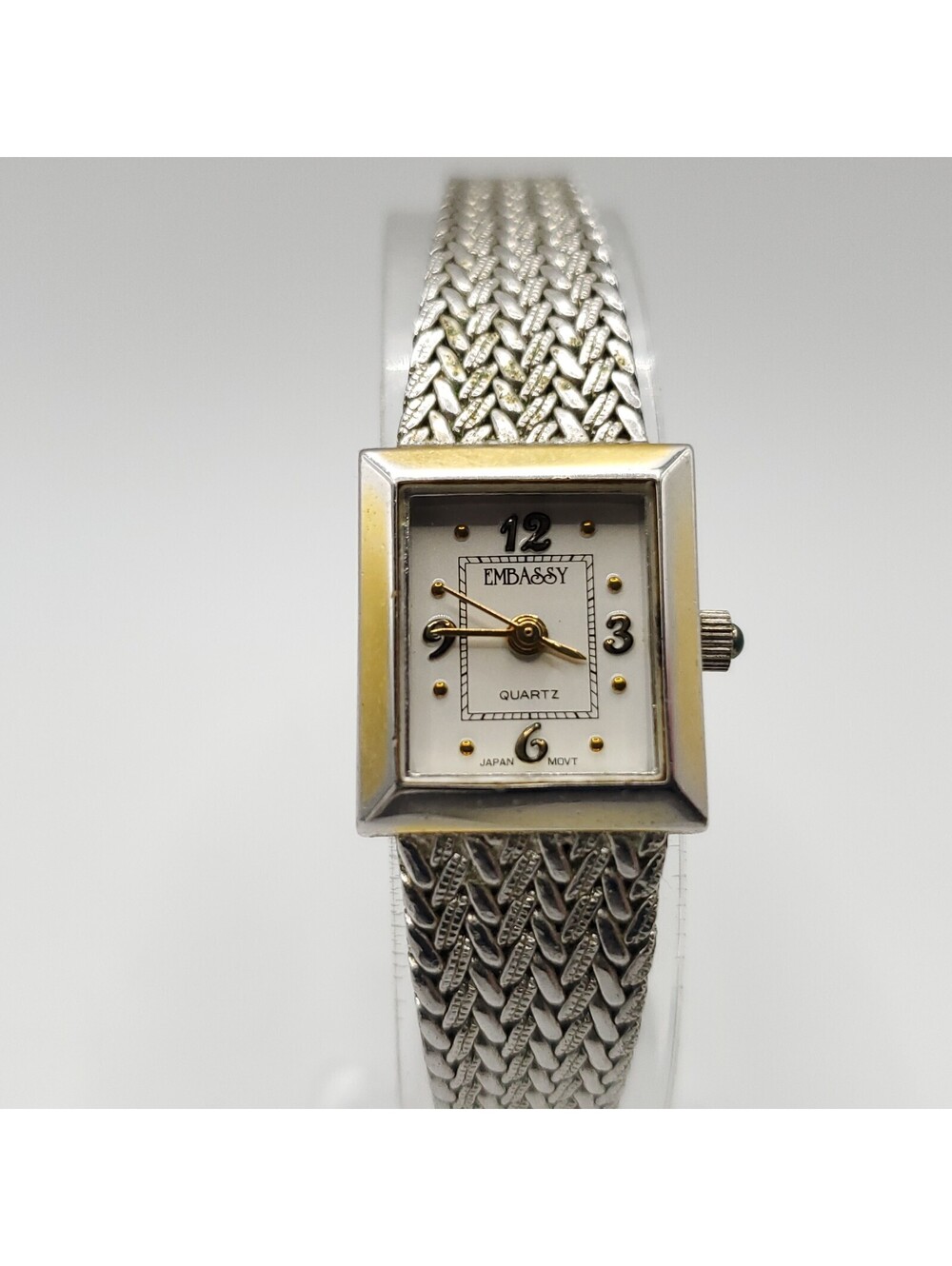 Vintage Embassy Watch Adjustable Mesh Band 16mm Square Womens New Battery